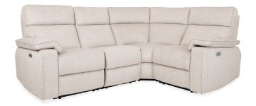 Ella Plush Beige 4 Piece Fabric Power Recliner Corner Sofa