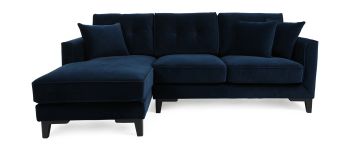 Inspire Navy Velvet Corner Group with Left Hand Facing Chaise