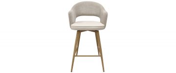 Lia Beige Fabric & Ivory Faux Leather Swivel Barstool