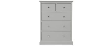 Amelia Grey Wooden 5 Drawer Tallboy