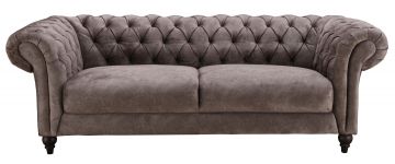 Regal Brown Fabric 3 Seater Chesterfield Sofa