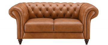 Regal Cognac Leather 2 Seater Chesterfield Sofa