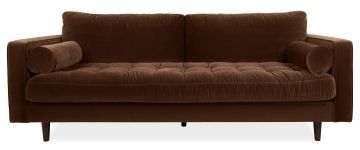 Scott Chocolate Brown Velvet 3 Seater Sofa