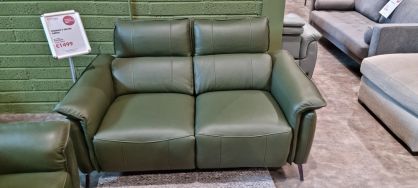 Truman Olso Green Leather 2 Seater Electric Recliner Sofa