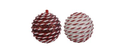 Candy Stripe Bauble Assorted - 8cm