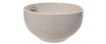 Snowflake White Embossed Bowl - 14cm