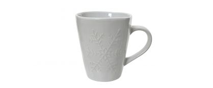 Snowflake White Embossed Mug - 11cm