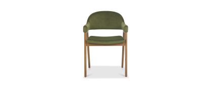 Camden Rustic Oak & Cedar Green Velvet Dining Chair