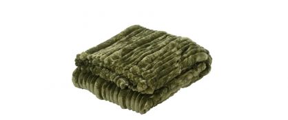 Plush Olive Green Irregular Striped Throw - 170cm x 130cm