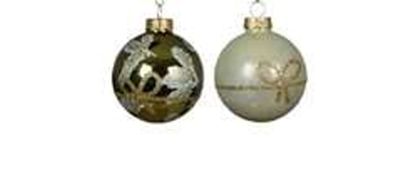 Green Glass Bauble 6cm pack of 2 assorted