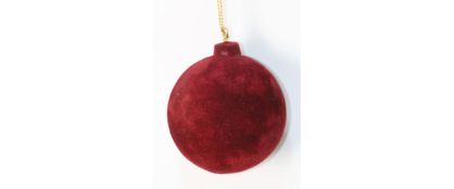 Dark Red Velvet Paper Mache Hanging Decorations Set of 6