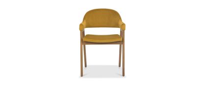 Camden Rustic Oak & Mustard Velvet Dining Chair
