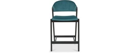 Camden Azure Velvet Weathered Oak Barstool