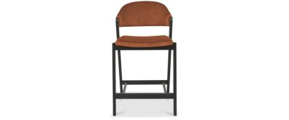 Camden Rust Velvet Weathered Oak Barstool