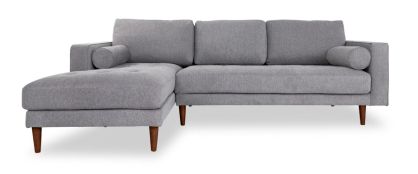 Cooper Grey Fabric Corner Sofa with Left Hand Facing Chaise
