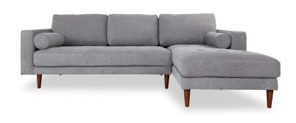 Cooper Grey Fabric Corner Sofa with Right Hand Facing Chaise