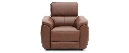 Devon Chestnut Brown Leather 1 Seater Power Recliner Armchair