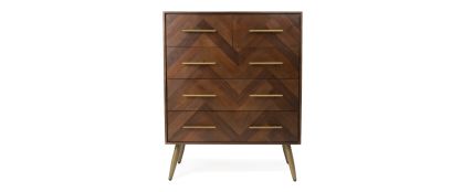 Malmo Acacia Wooden 5 Drawer Tallboy