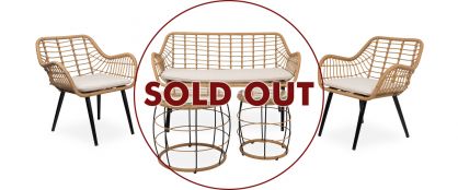 Cocoon Wicker Look Outdoor Sofa Set with 2 Side Tables