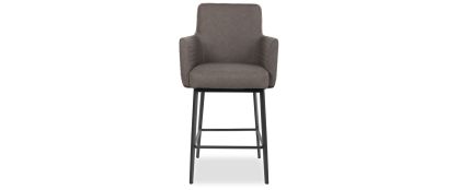 Ezra Grey Faux Leather Bar Stool with Arms