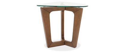 Rimini Natural Dark Wood Glass Top Side Table