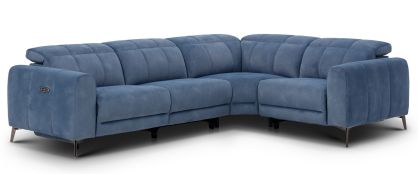 Allegra Blue Fabric Power Recliner 2.5L/1.5R Corner Sofa