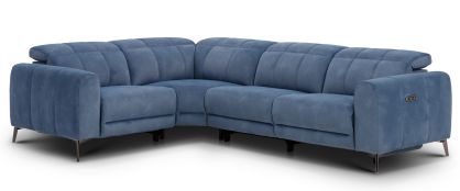 Allegra Blue Fabric Power Recliner 1.5L/2.5R Corner Sofa