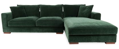 Addison Green Fabric Corner Sofa with Right Hand Facing Chaise