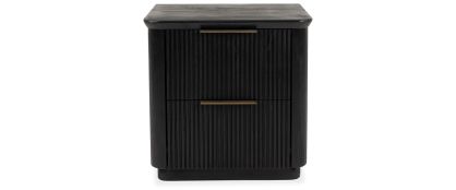 Grace Black Wooden 2 Drawer Bedside Locker