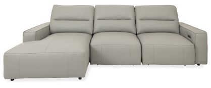 Levi Grey Leather Power Left Hand Facing Chaise