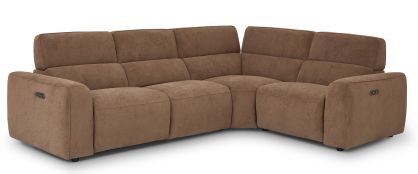 Mocha Mink Fabric Power Recliner Corner Group (2.5L/1.5R)