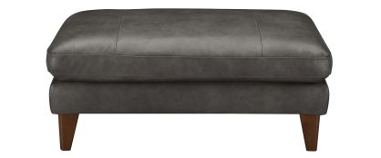 Arc Grey Leather Footstool