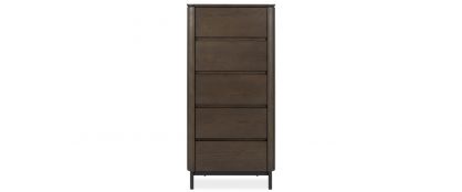 Augusto Dark Brown Wood & Ceramic Top 5 Drawer Tallboy