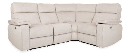 Ella Plush Beige 4 Piece Fabric Power Recliner Corner Sofa