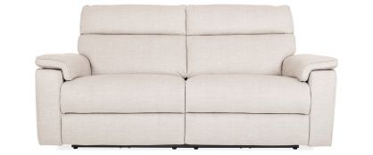 Ella Plush Beige Fabric 3 Seater Power Recliner Sofa