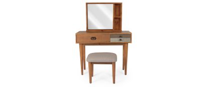 Loft Reclaimed Pine Dressing Table, Mirror & Stool