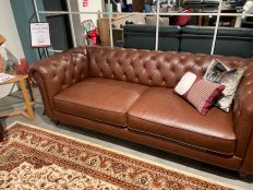 Lincoln Chestnut Leather 3 Seater Sofa