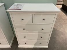 Amelia White Wooden 5 Drawer Tallboy