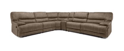 Isabelle Taupe Fabric Large Power Reclining Corner Group- 5 Piece plus Drinks Tray
