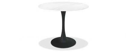 Gaia White Sintered Stone Ceramic Round Dining Table