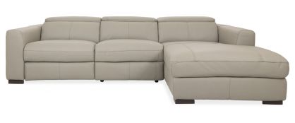 Morgan Sky Leather Corner Right Hand Facing Power Chaise 