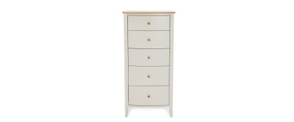 Whitby-Scandi Oak & Grey 5 Drawer Tall Chest
