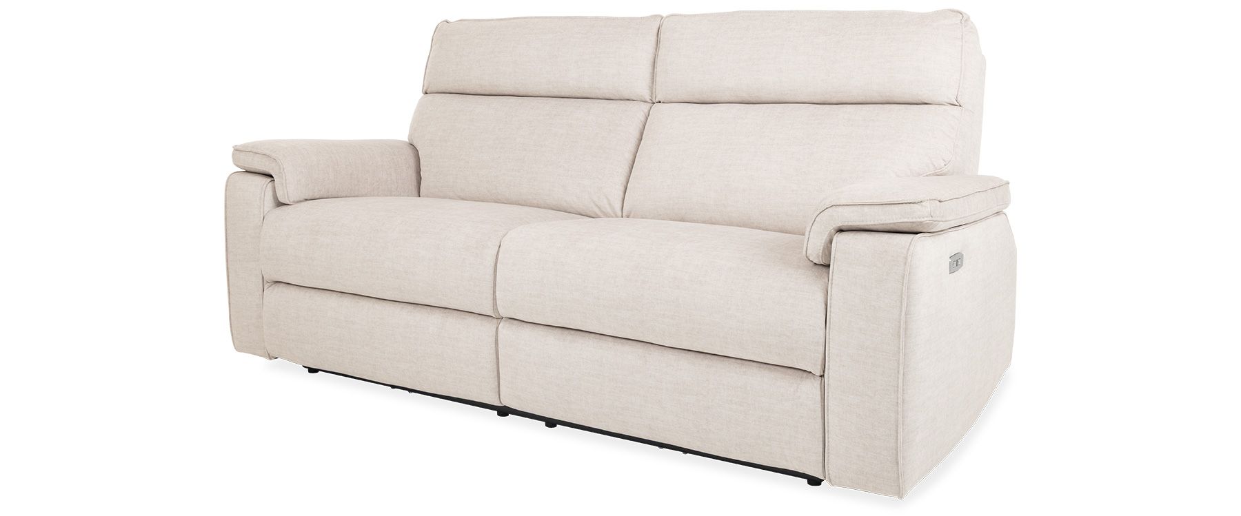 Ella Plush Beige Fabric 3 Seater Power Recliner Sofa