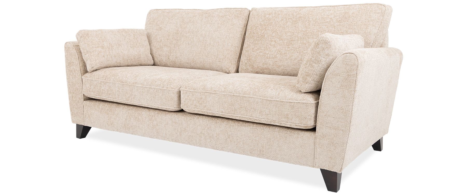 Lucie Cream Fabric 3 Seater Sofa | Fixed Back | Modern Neutral Sofa