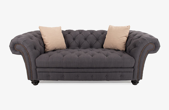 Ellis Fabric 2 Seater in Steel Grey