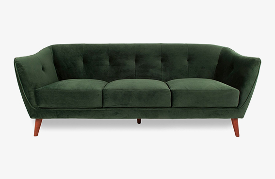 Farrow 3 Seater in Green Velvet