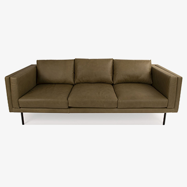 Saatchi Chalk Olive Leather 3 Seater Sofa
