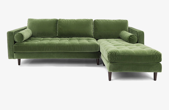 Scott Cotton Grass Corner Sofa with Right Hand Facing Chaise