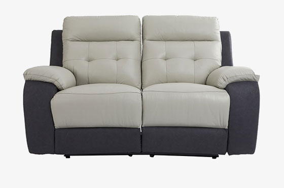 Vesper Leather and Fabric 2 Seater Power Recliner Sofa