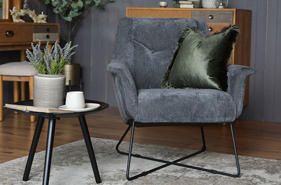 Fern Charcoal Fabric Occasional Chair